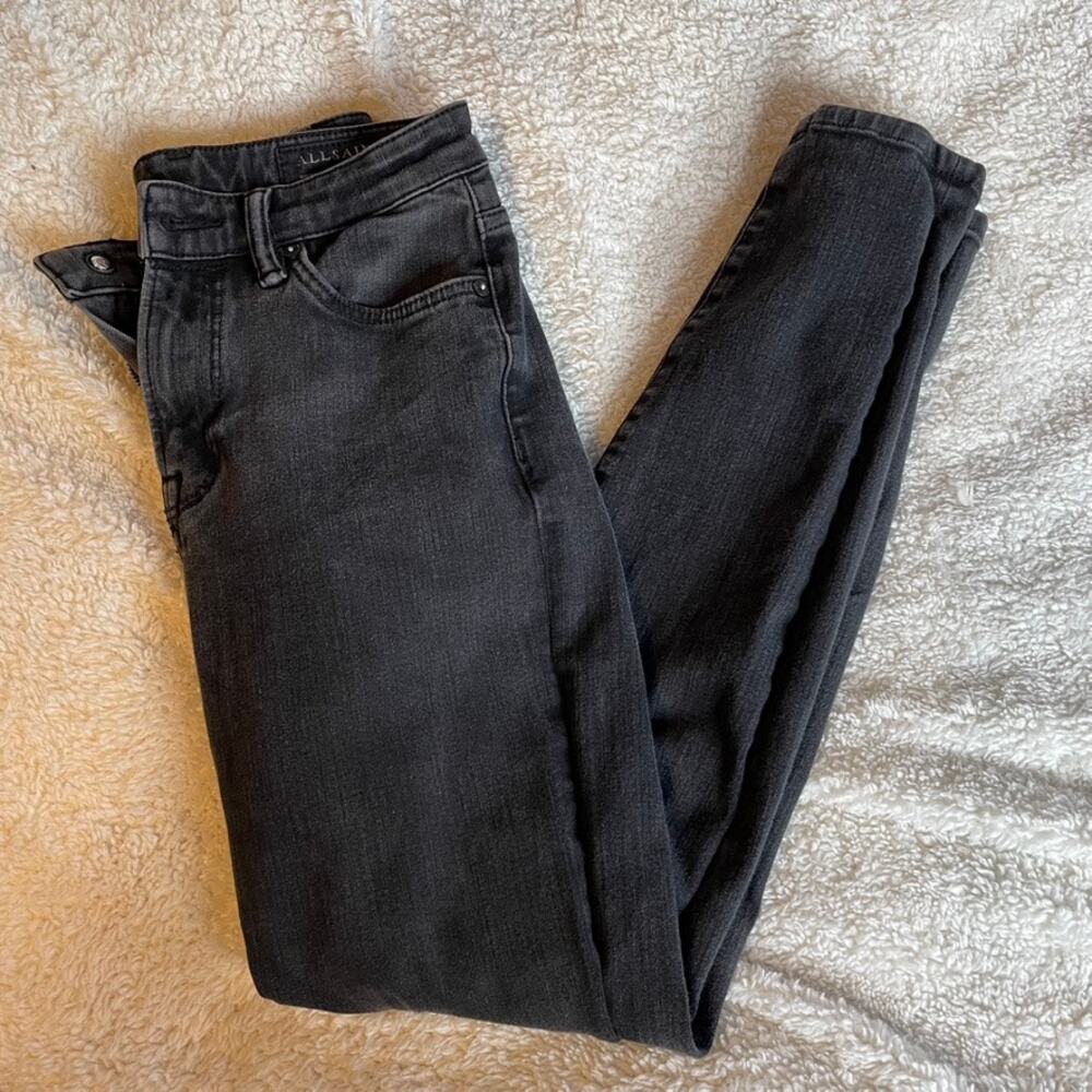 ALLSAINTS Grey Wash Black Roxanne 26 Skinny Jeans High Waist